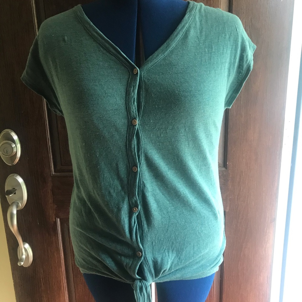 Linen button down top